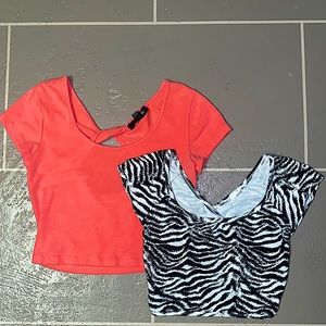 3 FOR $25! 🛍 Pink & Zebra Cross Back Crop Tops